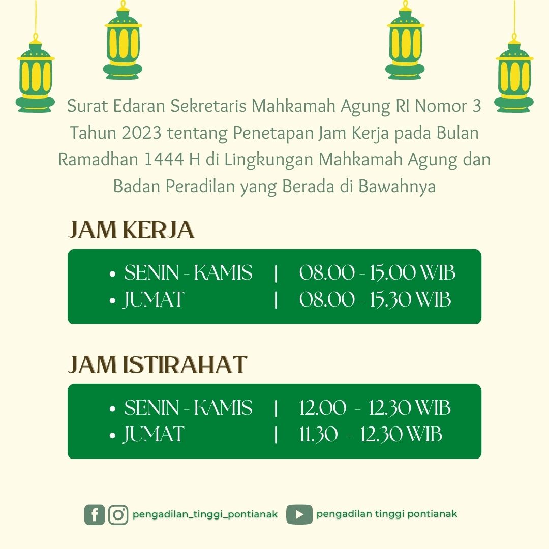 Jam Kerja Pada Bulan Ramadhan 1444 H Di Lingkungan Mahkamah Agung Dan ...